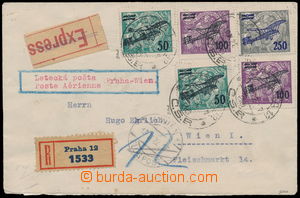 190235 - 1922 PRAGUE - VÍDEŇ, Reg, express and airmail letter to Au