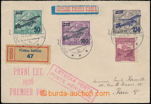 190252 - 1926 1. let PRAHA - PAŘÍŽ, R+Let-dopis odeslaný do Franc