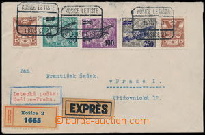 190308 - 1928 KOŠICE - PRAGUE, Reg, express and airmail letter sent 