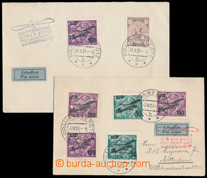 190310 - 1929 1. let PRAHA - ROTTERDAM, sestava 2ks Let-dopisů zasla