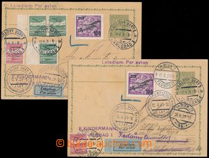 190458 - 1931 1. let KARLOVY VARY - PRAHA, sestava 2ks dopisnic 50h Z