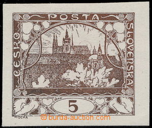 190566 -  PLATE PROOF  values 5h in brown color on/for thin/light cha