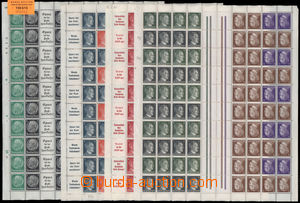 190615 - 1939-40 sestava 4ks celých archů se soutisky pro známkov