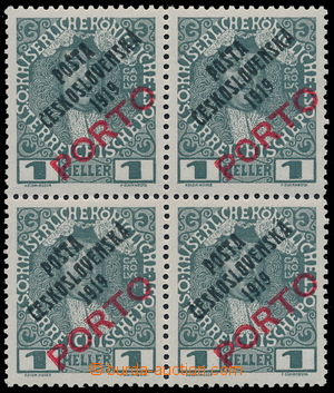 190649 -  Pof.83a+b, Přetisk PORTO 1h šedá / červená, 4-blok, le