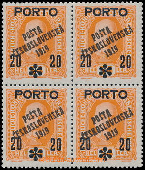 190651 -  Pof.87, overprint PORTO 20/54h orange / black. BLOCK OF 4 (