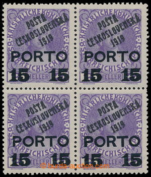 190665 -  Pof.84, Přetisk PORTO 15/2h fialová / černá ve 4-BLOKU,