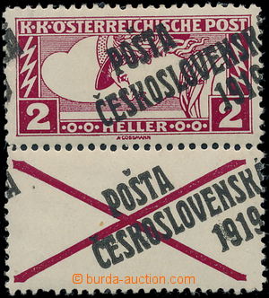 190667 -  Pof.57AK, Obdélník 2h hnědočervená s dolním přetišt