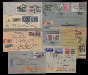 190708 - 1938 sestava 8ks Let-dopisů zaslaných do ciziny, zajímav