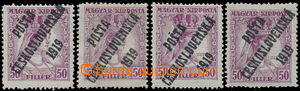 190709 -  Pof.123, Zita 50f fialová, 4ks, kompletní sestava podle t