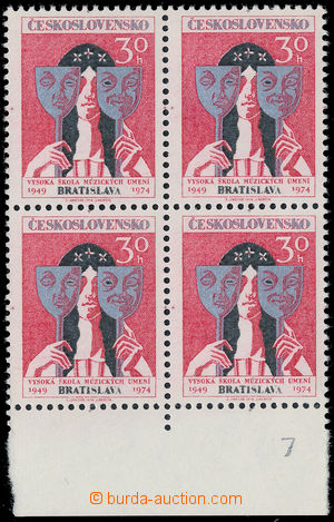 190738 - 1974 Pof.2095xa, VŠMU 30h, block of four with lower margin 