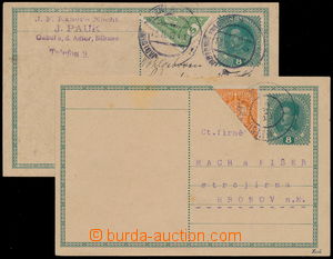 190745 - 1919 POSTAGE STAMP 1917 - BISECTED FRANKINGS  set of 2 paral