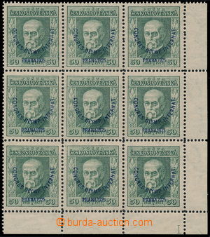 190756 - 1925 Pof.180, Kongres 50h zelená, průsvitka P7, dolní roh