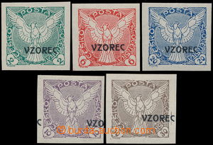 190761 - 1918 Pof.NV1-6Vz, Falcon 2, 6, 10, 20 and 30h imperforated, 