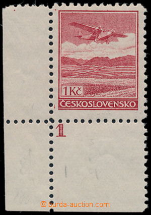 190764 -  Pof.L8A, 1Kč červená, ŘZ 12¼, rohový kus s DČ 1,