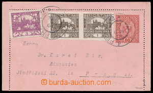 190810 - 1919 zálepka potrubní pošty Znak 80h červená, růžový