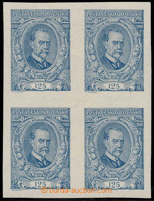 190903 -  Pof.140N ST, 125h modrá, nevydaný NEZOUBKOVANÝ 4-BLOK se