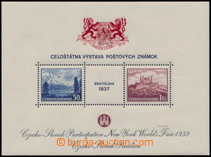 190918 - 1939 AS8b, miniature sheet Bratislava 1937, black text, red 