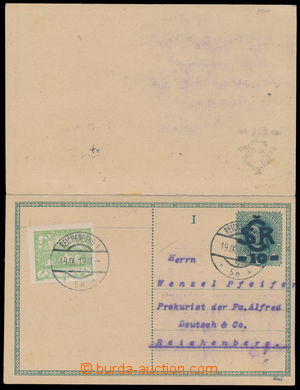 190989 - 1919 CDV2a, dvojitá neoddělená dopisnice Velký monogram 