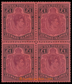 191039 - 1938-1951 SG.114a, 4-blok Jiří VI. £1, purpurová če
