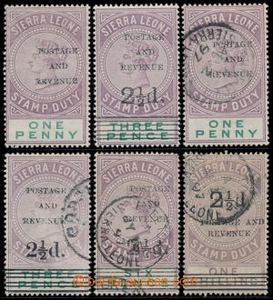 191053 - 1897 SG.54, 56, 59, 63, Viktorie Postage Revenue 1P a 2½