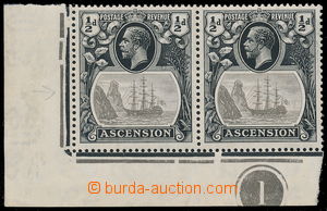 191063 - 1924 SG.10c, corner pair with plate number, George V. Coat o