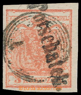 191111 - 1850 Ferch.3 HPIIIa, Znak 3Kr růžovočervená s němým a 