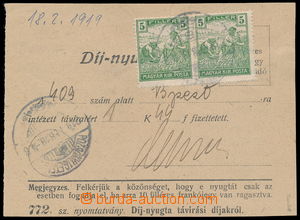 191127 - 1919 Hungarian blank form Díj-nyugta - Certificate of maili