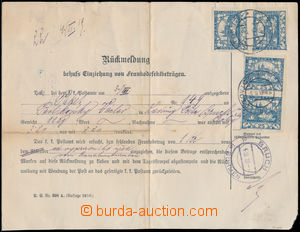 191134 - 1919 rakouský formulář Rückmeldung - Zpětné hlášení