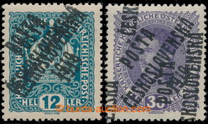 191153 -  Pof.37Pd, Crown 12h, double overprint + Pof.41, Charles 30h