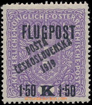 191191 -  Pof.52 II, Airmail 1,50/2K violet with Opt FLUGPOST, overpr