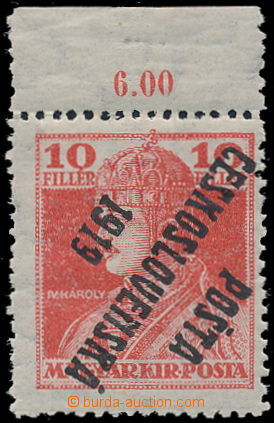 191192 -  Pof.119Pp, 10f Karel červená s horním okrajem a počitad