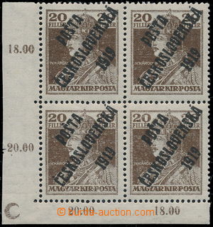 191194 -  Pof.120, 20f Karel hnědá, dolní rohový 4-blok s počita