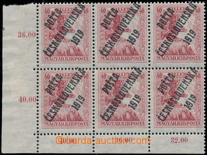 191195 -  Pof.98ST, 40f červená, dolní rohový 6-blok s okraji a p