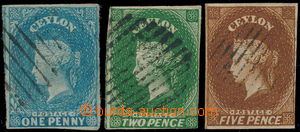 191348 - 1857 SG.2, 3, 5, Viktorie (Perkins Bacon) 1P, 2P, 5P, průsv