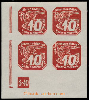 191416 - 1939 Pof.NV5, Newspaper stamps I. 10h red, LL corner blk-of-