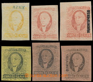 191655 - 1856-1861 Sc.2, Hidalgo 1R žlutá s modrým přetiskem dist