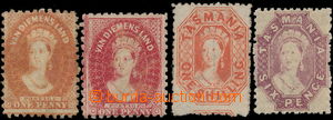191660 - 1860-1880 SG.57, 59, 77, 143, Chalon Head 1P cihlová, perf.