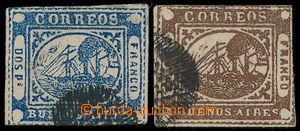 191683 - 1858 BUENOS AIRES - Sc.2, 6 Barquitos 2P dos pesos blue and 