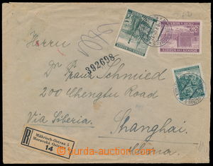 191743 - 1940 Reg letter to China, with Pof.34, 36, 41, CDS MORAVSKÁ