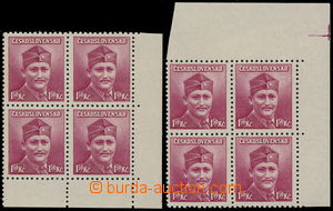191783 - 1945 Pof.396 OHZ, Londýnské vydání 1,50Kč, dva 4-bloky,