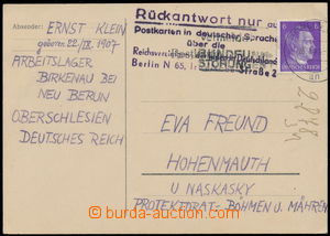 191846 - 1941 KT  AUSCHWITZ - ARBEITSLAGER BIRKENAU, lístek zaslaný