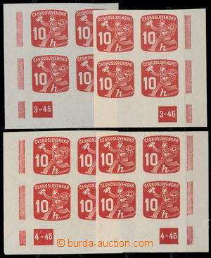 191859 - 1945 Pof.NV24, 10h red, plate mark 3-45 and 4-45, L also rig