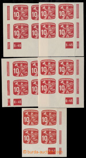 191860 - 1945-47 Pof.NV24, 10h červená, DZ 5-45 a 6-45, levé i pra