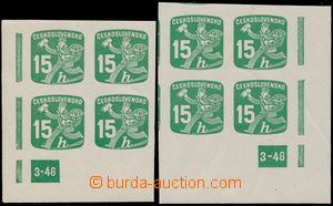 191861 - 1946 Pof.NV25, 15h zelená, DZ 3-46, levý i pravý rohový 
