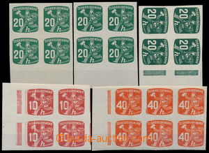 191863 - 1945 Pof.NV26, 20h dark green, 3x block of four, various col