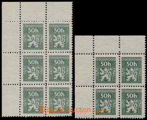 191865 - 1945 Pof.SL1 DO + SL1 RE, 50h zelená, horní rohový 6-blok