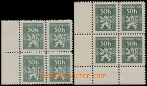 191866 - 1945 PoPof.SL 1DO + SL1 RE, 50h zelená, krajový 4-blok s D
