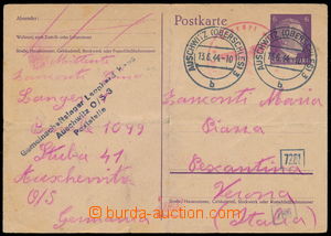 191889 - 1944 KT  AUSCHWITZ  dopisnice AH 6Pf zaslaná do Itálie, po