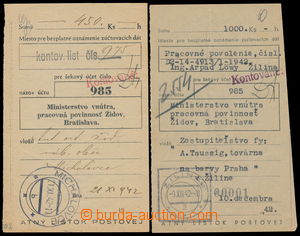 191890 - 1942 kontrolní lístek pro šekový účet, MINISTERSTVO VN