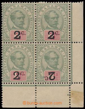 191898 - 1889-1892 SG.24b+24, pravý dolní rohový 4-blok, přetisko